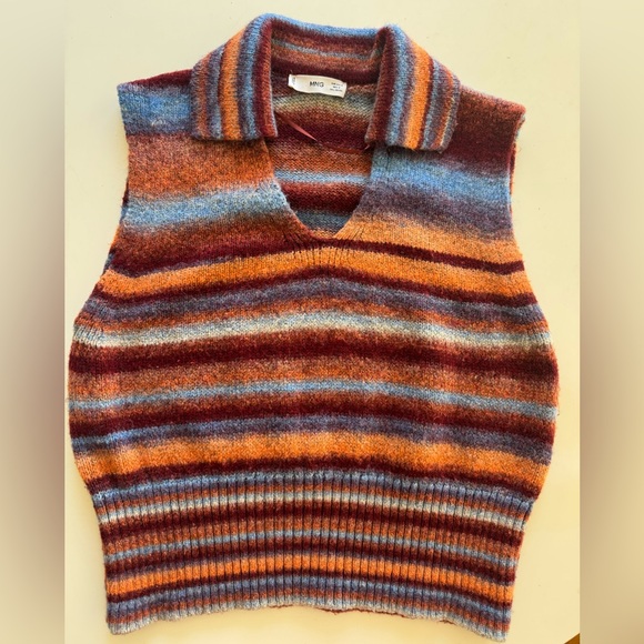 Mango Sweaters - Mango Striped Multicolor Sweater Vest by MNG size Medium